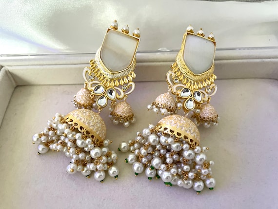 White jhumkas sale