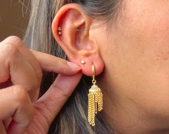 Gold Plated Mini Jhumka Hoop Earrings: Dainty Punjabi Bali Style