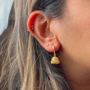 Gold mini Jhumka Hoops Gold Bali Plated Jhumkas 24 Karat imitation dubai gold earrings Jhumkas Punjabi earrings Dainty Jhumkas Traditional