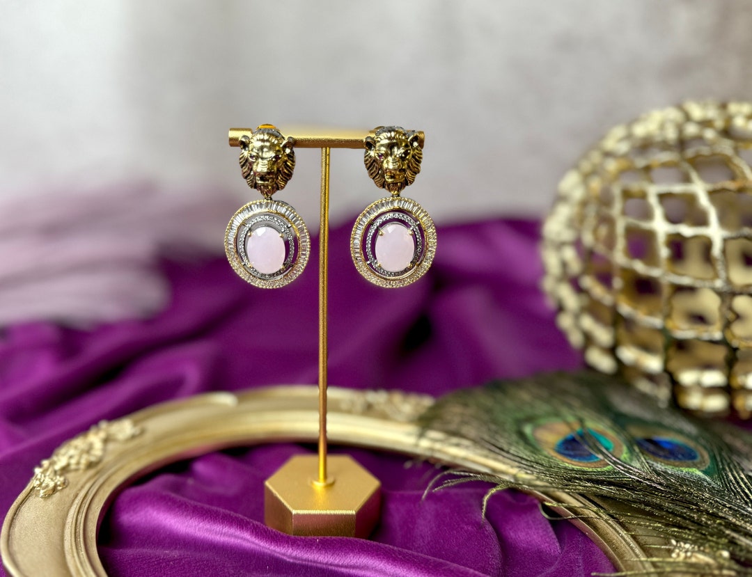 Light Pink Sabyasachi Earrings Indian Earrings Studs Victorian