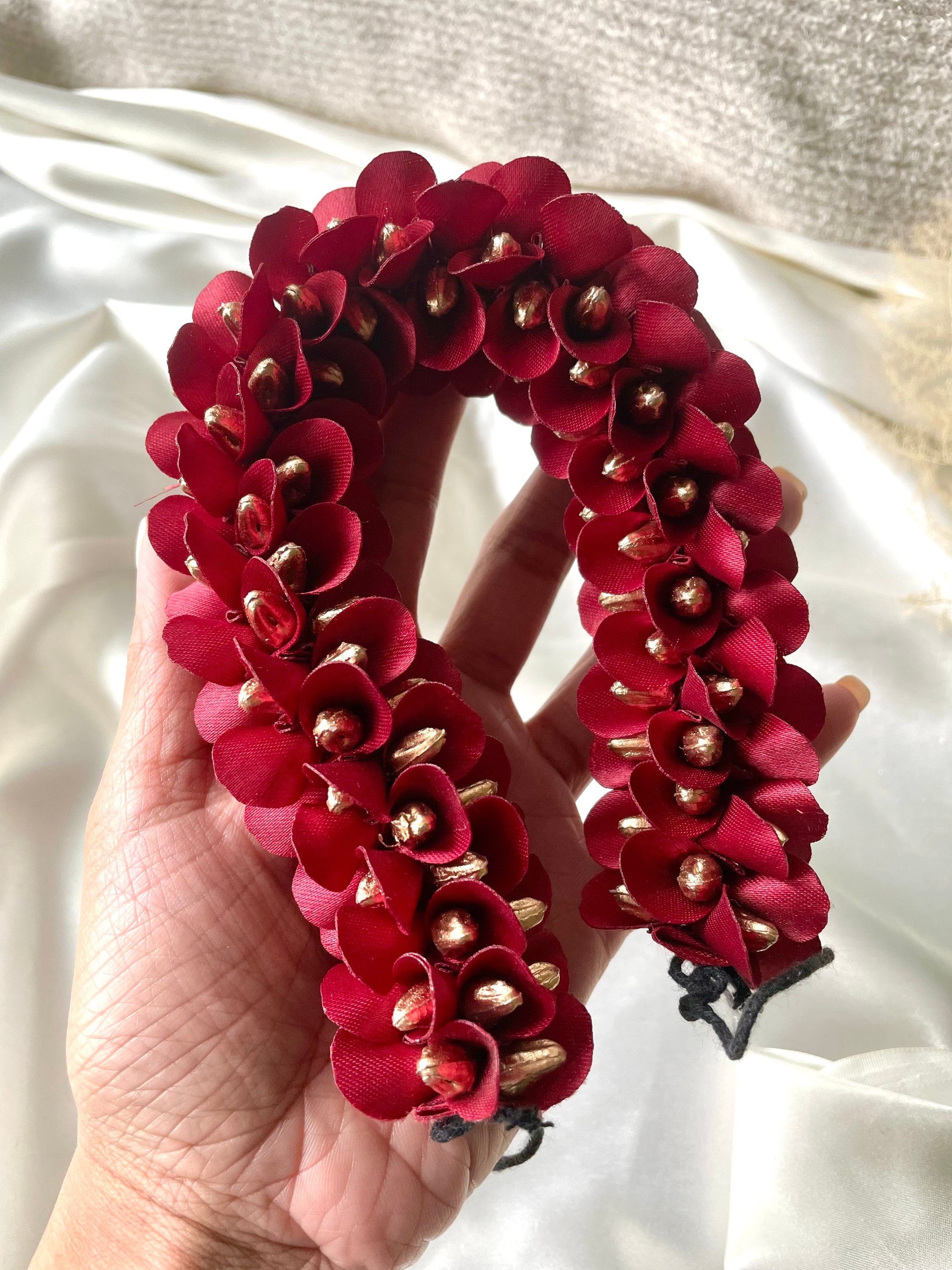 Red Gold Gajra Artificial Gajra for Hair Jasmine Hair Piece Etsy