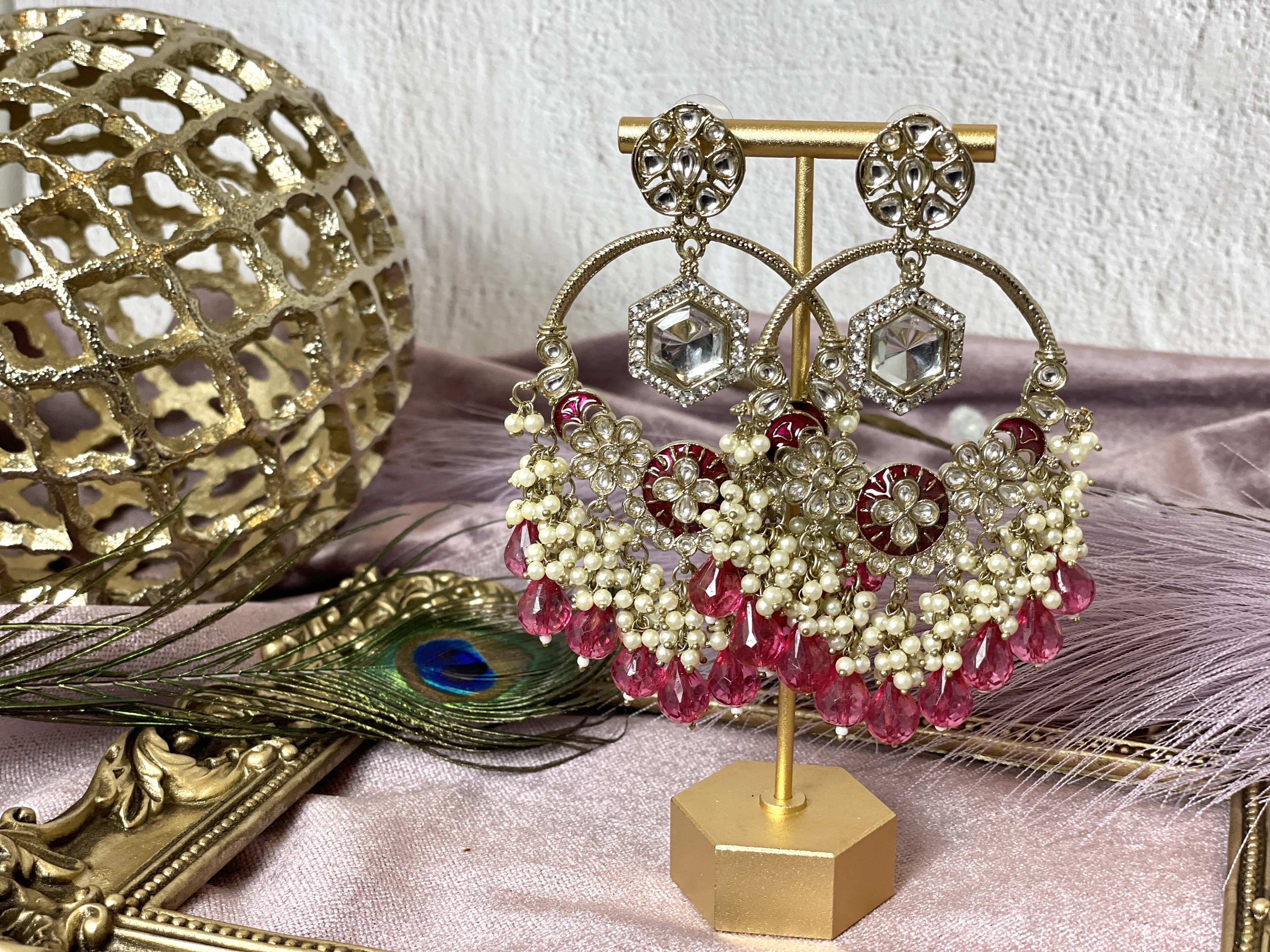 Magenta chandelier earrings best sale
