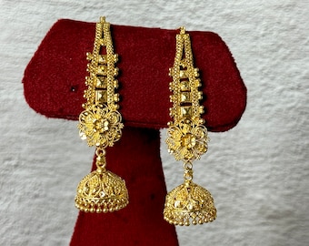 Gold Sahara Jhumkas Indian Earrings Plated Jhumkas 24 Karat Look dubai gold earrings Jhumkas Punjabi earrings Traditional Indian Earrings