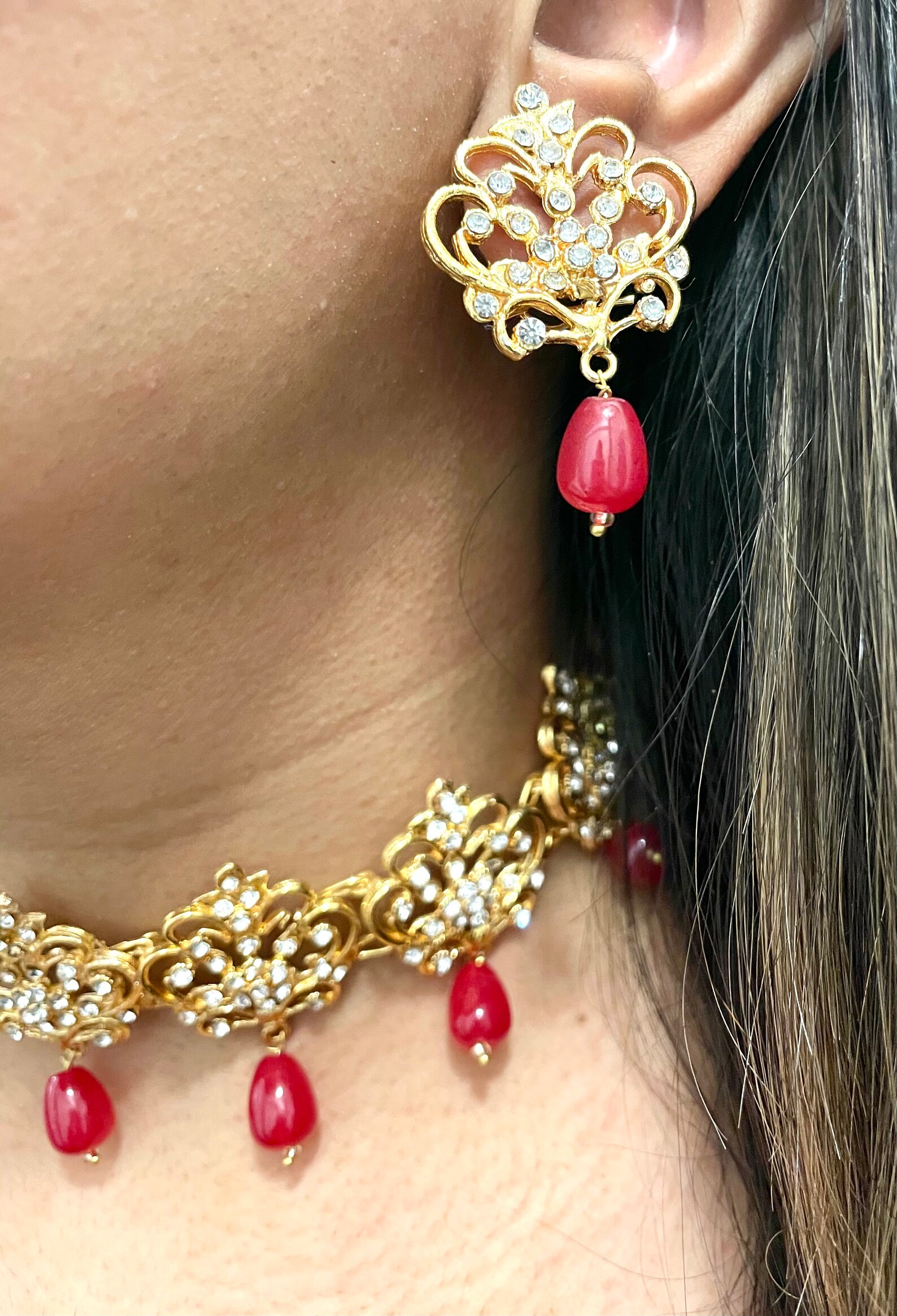 Light Weight Indian Choker Set Pakistani Jewellery Maroon and Etsy