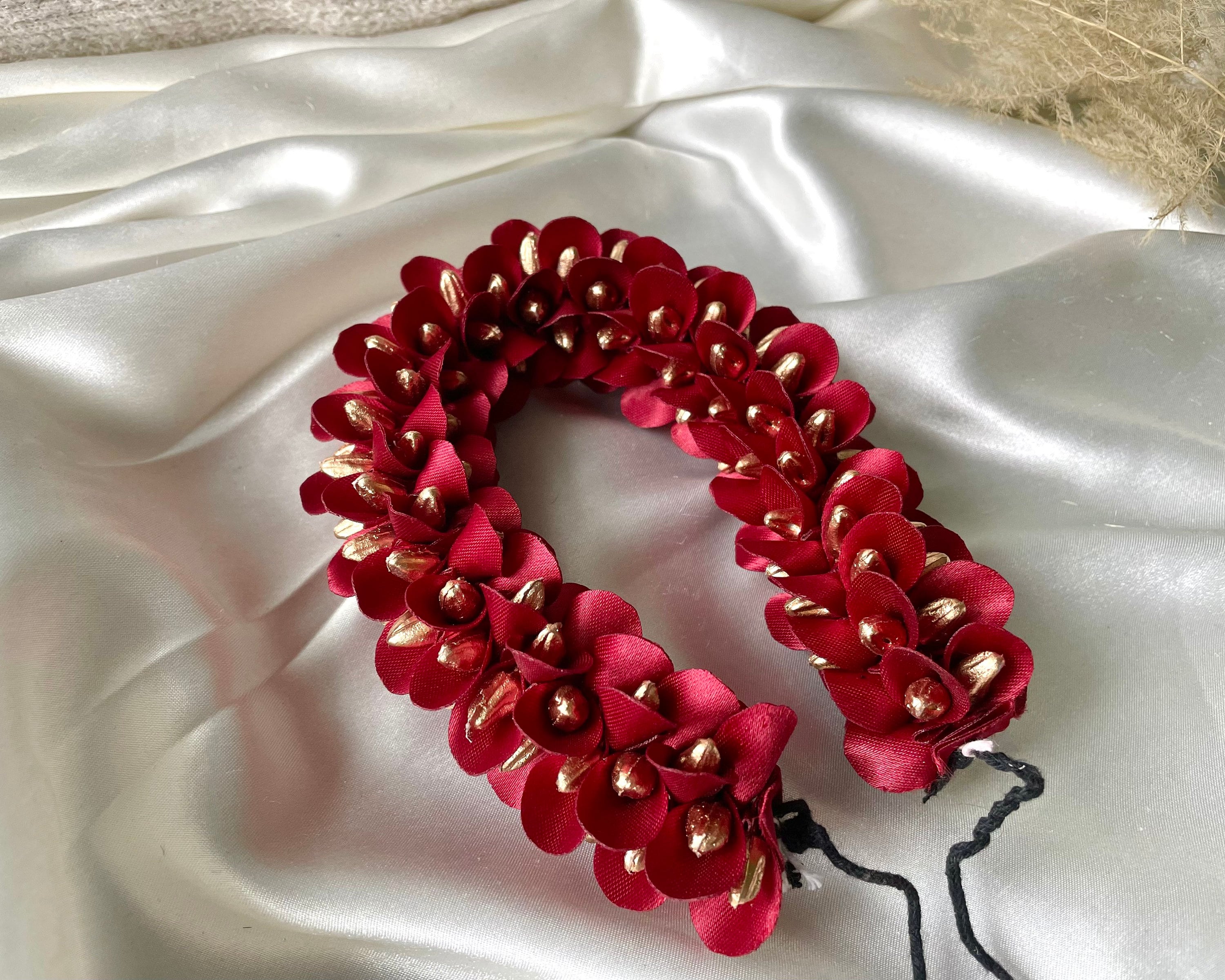 Red Gold Gajra Artificial Gajra for Hair Jasmine Hair Piece Etsy