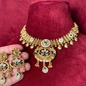 Emerald Green Kundan Choker Necklace: Indian Wedding Jewelry