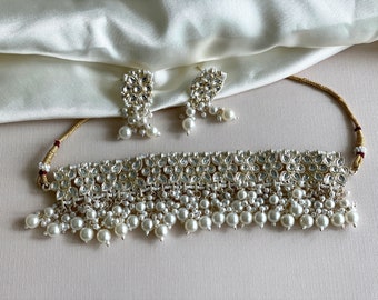 Kundan Choker Necklace & Earring Set: Indian Jewelry
