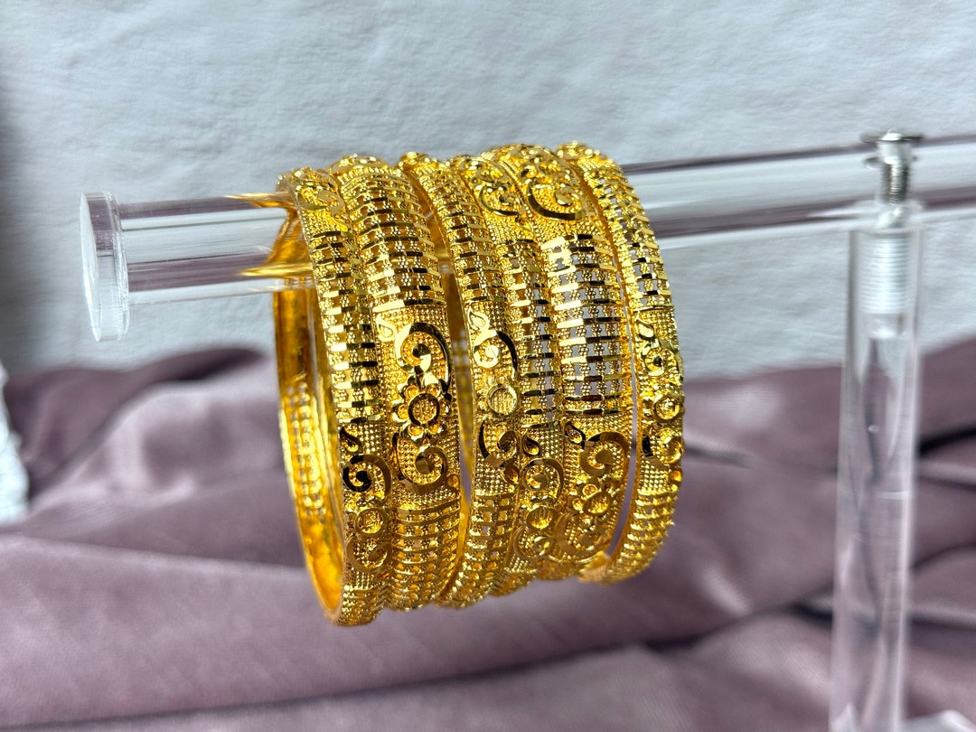 Buy Gold Look Punjabi Bangles: Indian Chooriyan Kangan Kada Set of  Online in India