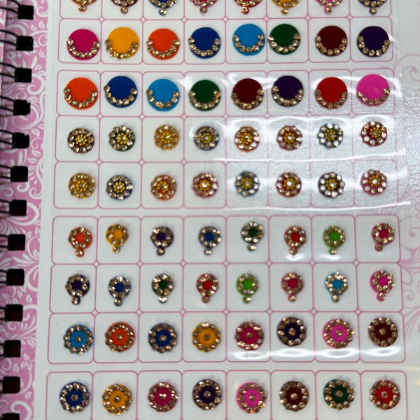 Bindi Book/ Total of 960 Bindis/Crystal Round Bindis/Multicolor Bindi Booklet/Lotus Bindis