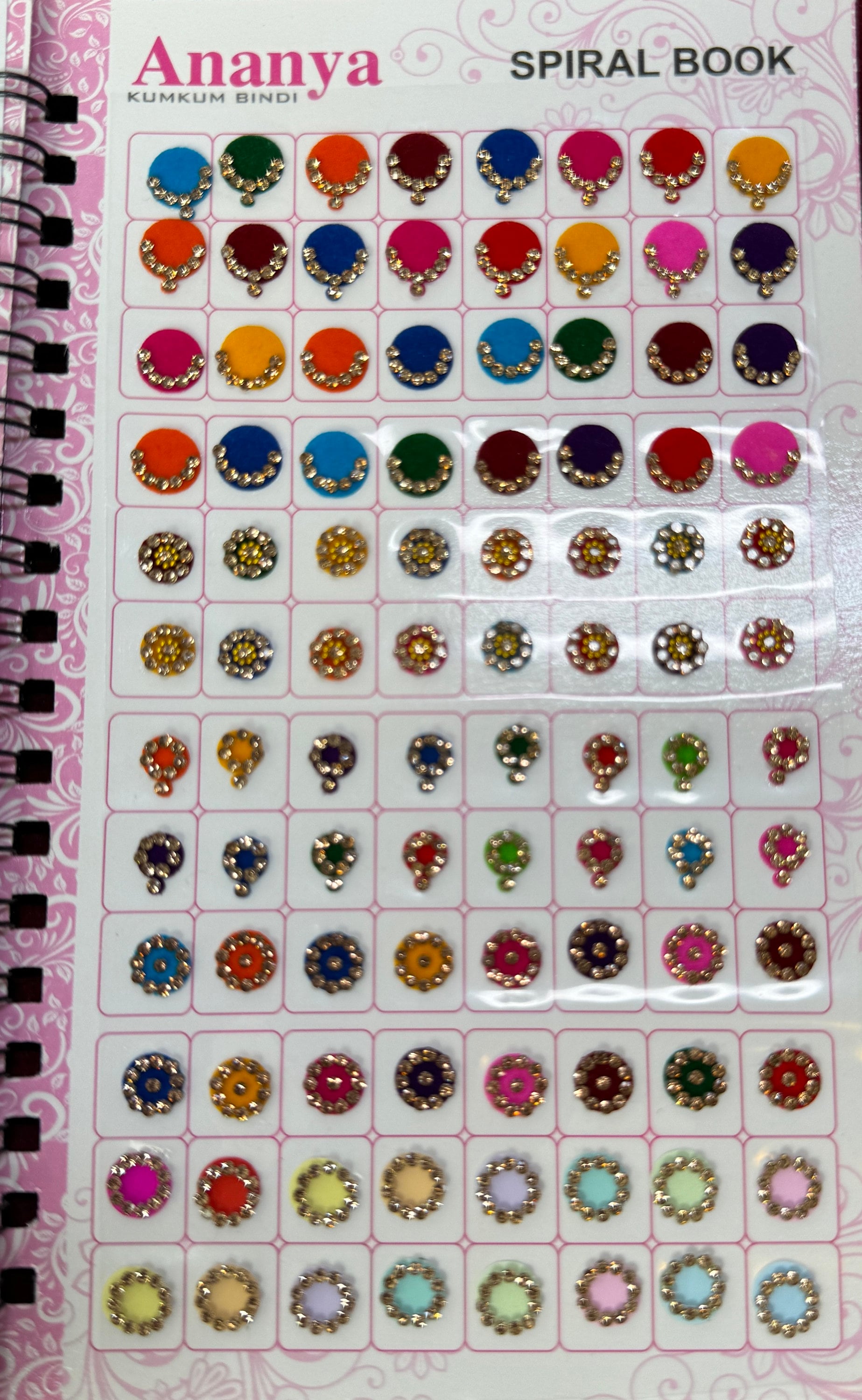 Bindi Book/ Total of 960 Bindis/Crystal Round Bindis/Multicolor Bindi  Booklet/Lotus Bindis