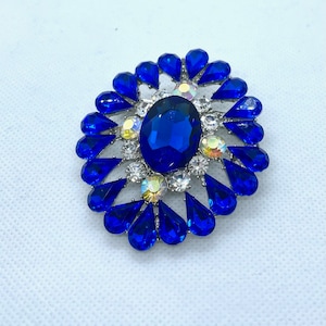 Blue brooch Flower Beautiful Sapphire Color Brooch Glam Brooch Large Blue Brooch Gatsby Brooch