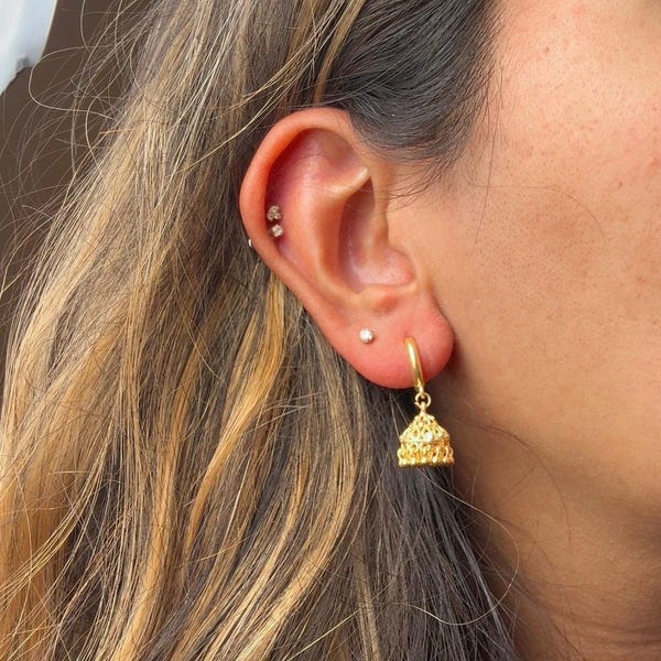 Gold mini Jhumka Hoops Gold Bali Jhumkas 24 Karat imitation dubai gold earrings Jhumkas Punjabi earrings Dainty Jhumkas Traditional