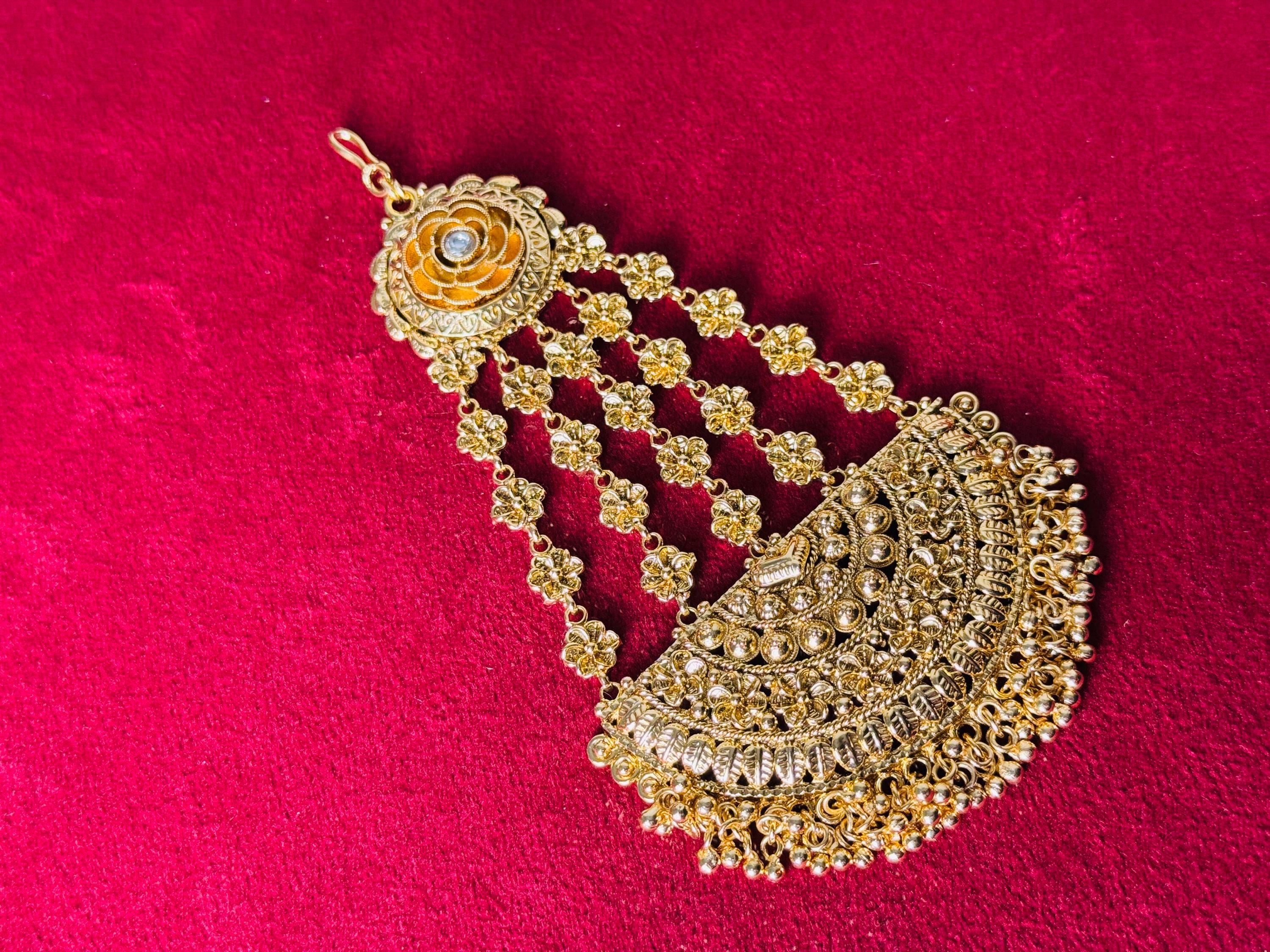 Hyderabadi Jhoomar Style Maang Tikka Hyderabadi Jadau Bridal