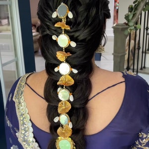 Indian Paranda Mirror Paranda Jaggo Paranda Sangeet Parandi SUMAN PARANDI- Gold Mirror Braid Jewellery Parandi
