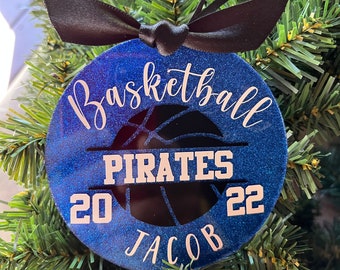 Basketball Ornament, Acrylic Round Ornament, Holiday Gift, Personalized Ornament, Girls Basketball Ornament, Boys Basketball Ornament, Coach