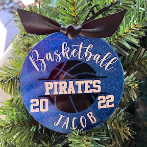 Ornamento de basquete, ornamento redondo acrílico, presente de feriado, ornamento personalizado, ornamento de basquete para meninas, ornamento de basquete para meninos, treinador