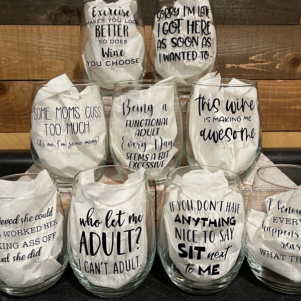 Funny Wine Glasses Etsy