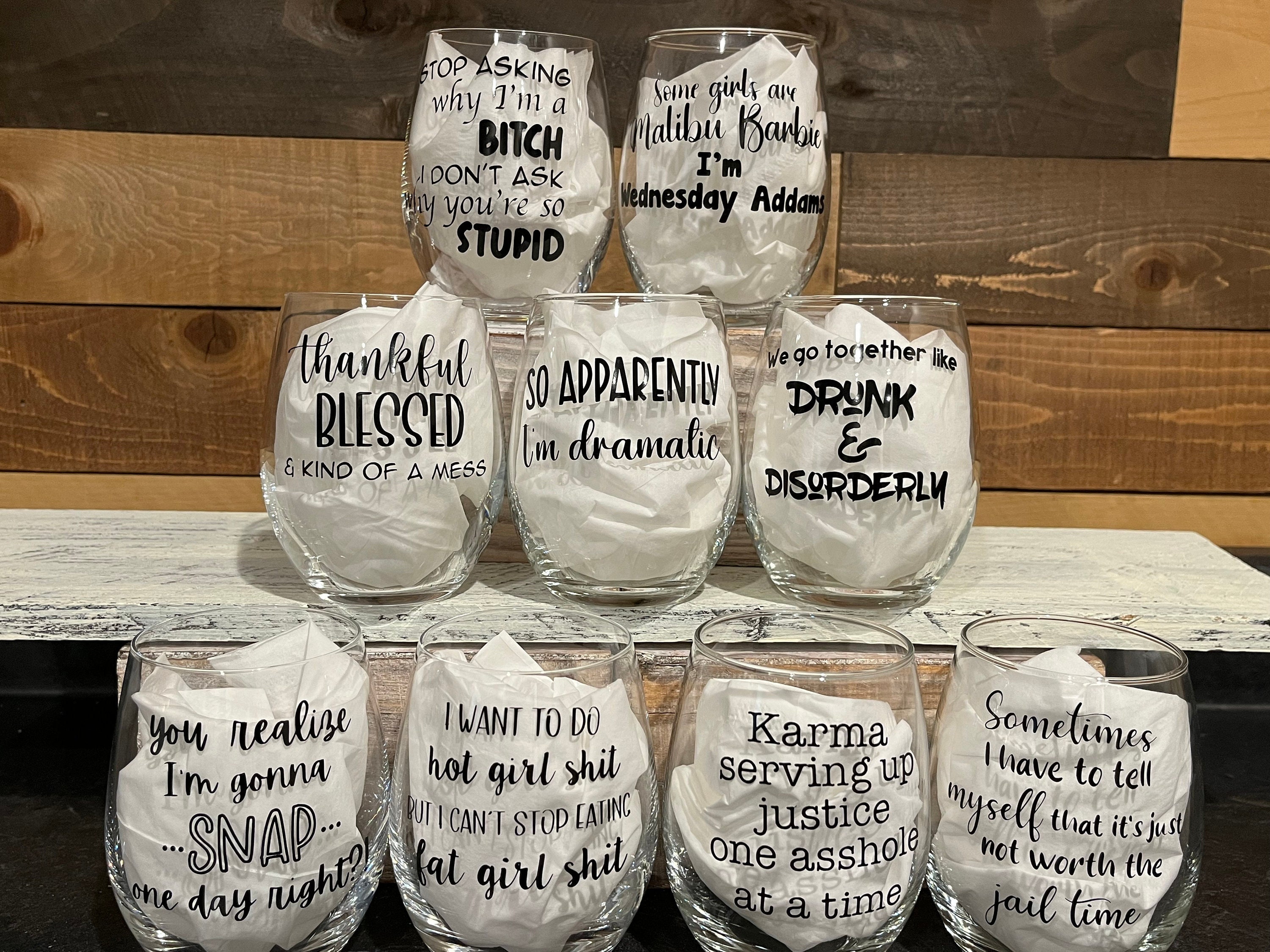 Funny Stemless Wine Glass, Adult Gift, Inappropriate Gift, Girls Night, Bachelorette Party, Dirty Wine Glass, Gifts for Her, Party Favor