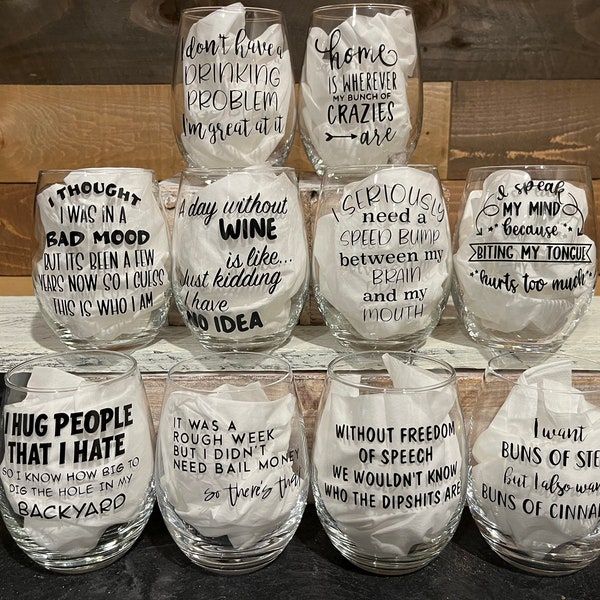 Funny Stemless Wine Glass, Adult Gift, Inappropriate Gift, Girls Night, Bachelorette Party, Dirty Wine Glass, Gifts for Her, Party Favor