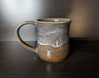 Ceramic Coffee Mug - seafoam blue and brown 11 fl oz - Handmade Pottery - Coffee-Lover Gift - Ceramic mug for coffee