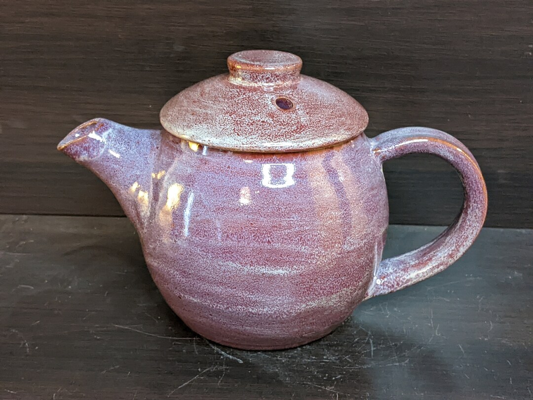 Handmade Purple Ceramic Teapot With Lid 24 Fl Oz Etsy