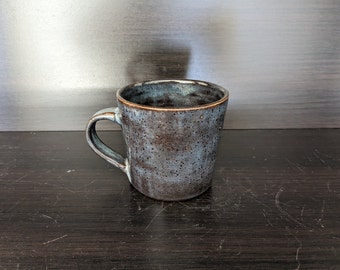 Ceramic Coffee Mug With Handle 10 floz - dark blue and black mug - Handmade Pottery - Coffee-Lover Gift - Ceramic mug for coffee