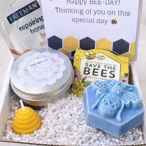 Bee Themed Birthday Gift Box with Honey Soap and Candle