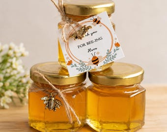 Honey Jar Favors, Honey Favors Baby Shower, Mini Honey Jar Wedding Favors, Baby to Bee, Thanks for Beeing Here, Tea Party