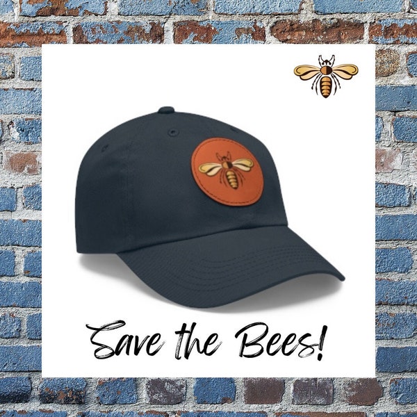 Bee Lover Hat, Leather Patch Hat, Beekeeper Hat, Bee Gift, Queen Bee Gift, Honey Hat, Save the Bees