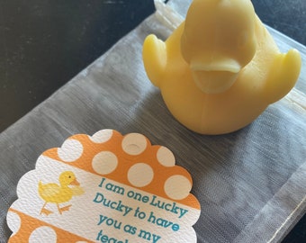 Teacher Appreciation Gift Duck Candle, Teacher Gift Basket Present, Lucky Ducky Beeswax Candle, One Lucky Ducky