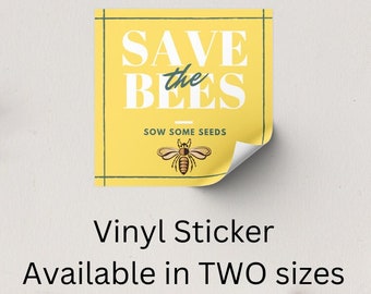 Save the Bees Vinyl Sticker, Bee Keeper Sticker, Nature Lover Laptop Sticker, Water Bottle Plant Lover Sticker