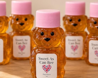 Pink Honey Bear Baby Shower Favors, Mini Pure Organic Honey Bears, Baby Girl Shower Favors