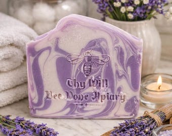 Handmade Lavender Soap, Honey Infused Bar Soap, Lavender Gift for Her, Homemade Cold Processed Soap, Purple Guest Soap