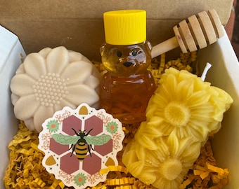 Friendship Gift Box, Sunflower Gift, Thinking of You Gift, Sunflower Beeswax Candle and Sunflower Soap