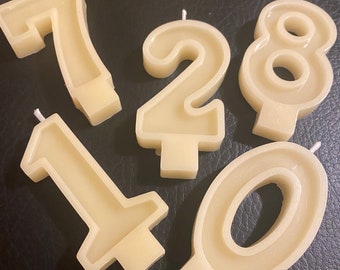Ivory Beeswax Birthday Candles, Natural Number Candles, Beeswax Cake Topper, First Bee Day Party