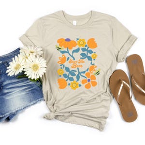 Save the Bees T-Shirt, Nature Conserve Nature Shirt, Pollinator Friends, Bee Shirt, Plant Lady Floral Shirt