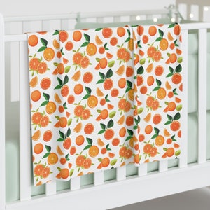 Clementine Baby Blanket, Little Cutie Swaddle Blanky, Little Cutie Baby Shower Gift, Orange Nursery Blanket, Citrus Baby, Oranges Nusery Set