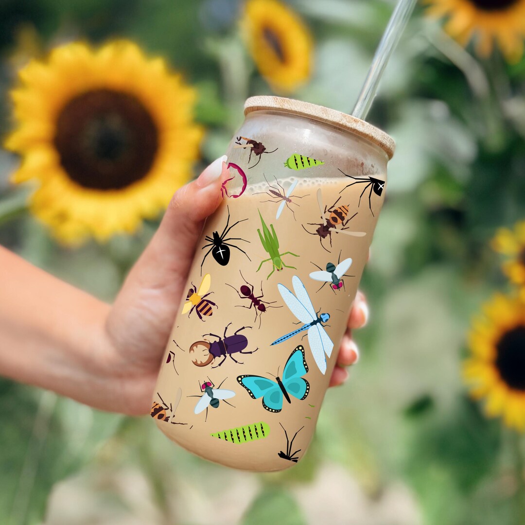 Water Mug Insect Insect Lover Glass Tumbler | Pollinator Mug Gift | Bug Lover Cup ...