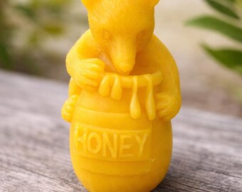 Teddy Bear Beeswax Candle | Bear Cake Topper Candle | 100% Pure Beeswax | Bear Party Favor | Natural Honey Bear Candle | Gift for Kids