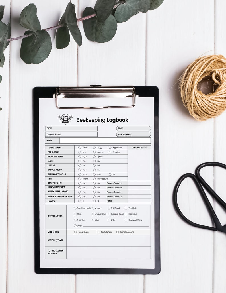 Beehive Inspection Log, Beekeeping Tool, Beekeeper Log, Hive Log ...
