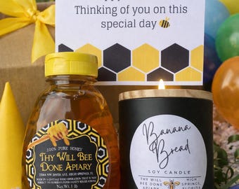 Birthday Bee Gift Box with Honey and Candle, Bee Lover Birthday Gift Set
