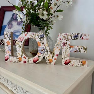 Wildflower Wood Love Sign, Wildflower Theme Table Decor, Baby Love in Bloom Nursery Gift, Wildflower Baby, Wedding Table Sign Decor