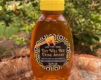 1lb Raw Pure Gallberry Honey, Organic Wildflower Honey, Unfiltered Florida Honey Bottle Gift