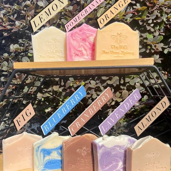 TWO Scented Honey Infused Soap Organic Bar Soaps, All Natural Skincare, Slab Soaps, Bee Inspired Soap, Guest Soaps and Gifts