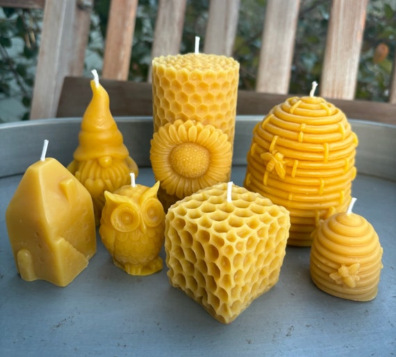 Natürliche Bienenwachskerzen, originelle Kerzen aus rohem Bienenwachs, Bio- Kerzen aus reinem Bienenwachs, trendige Kerzen, Geschenkidee mit Bienenmotiv