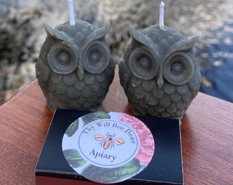 Owl Beeswax Candle, Woodland Party Favor, Nature Candle, Owl Gift