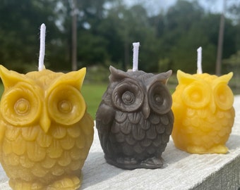 Owl Beeswax Candle Trio, Wise Owl Set, Woodland Candles