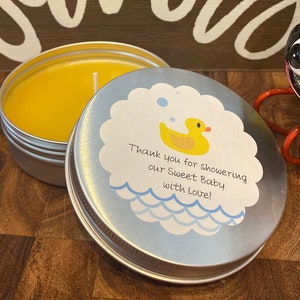 Custom Baby Shower Favor, Duck Beeswax Candle Favor, Duck Party Favor, Baby Shower Favor,  Baby Birthday or Shower Gift