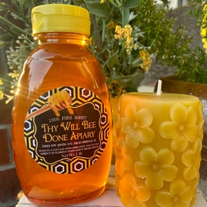 Bee Gift Box, Pure Honey and Beeswax Candle Set, Honeybee Gift for Women, Florida Gift, Natural Honey