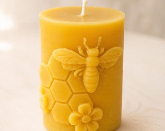 Natural Beeswax Candle, Raw Beeswax Novelty Candle, Sustainable Pillar Candle, Pure Bees Wax Organic Candles, Cool Candles, Bee Lover Gift